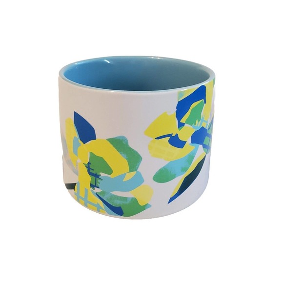 Starbucks Citrus Floral Coffee Mug Ceramic Yellow Blue 14oz 2023 Easter - Picture 3 of 10